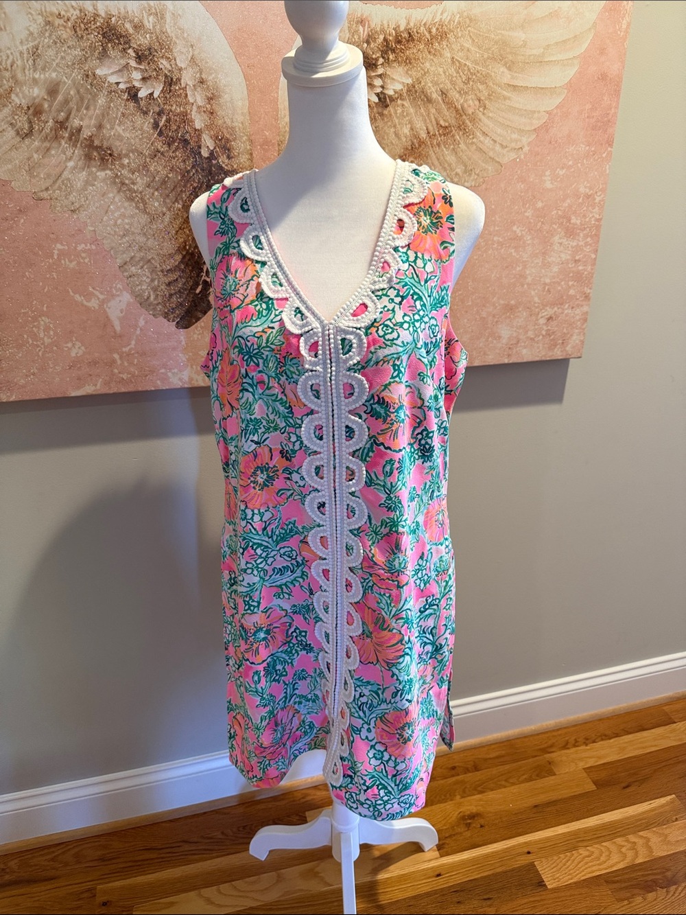 Lilly Pulitzer Pink, Green & Orange Floral Lace-Trim Sleeveless Romper